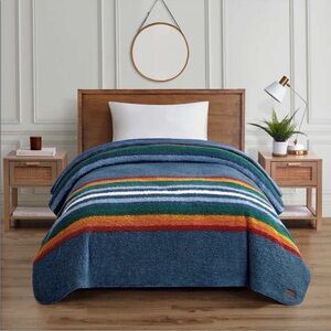 PENDLETON Twin Blanket Grand Canyon National Parks Stripe Sherpa Fleece 90x63"